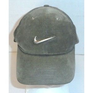 Vintage Nike Corduroy Strapback Adjustable Hat Metal Swoosh One Size Green
